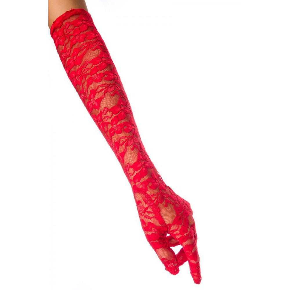 Atixo - Long Lace Costume Gloves - Red